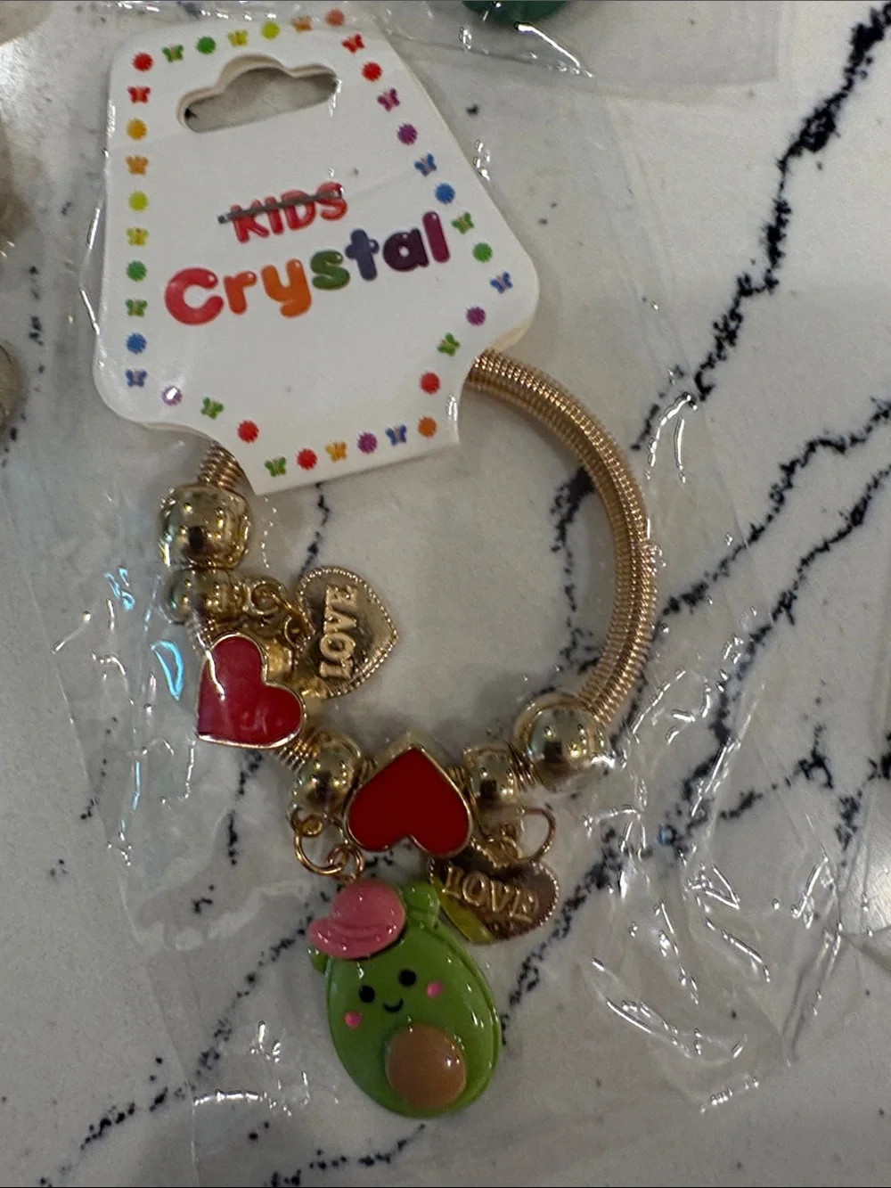 Kids Crystal Gold Charm Bracelets with Colorful Enamel Charms